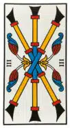 Trois de Bâtons - Tarot de Marseille