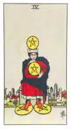 Quatre de Deniers - Tarot Rider Waite