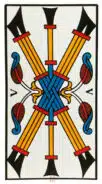 Cinq de Bâtons - Tarot de Marseille